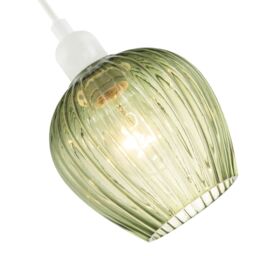 Happy Homewares Modern Glass Easy Fit Pendant Lighting Shade with Ridged Fluted Lines in Emerald - thumbnail 3
