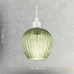 Happy Homewares Modern Glass Easy Fit Pendant Lighting Shade with Ridged Fluted Lines in Emerald - thumbnail 7
