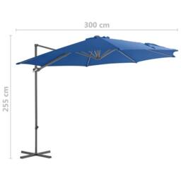 Berkfield Home Elegant Cantilever Umbrella with Steel Pole Azure Blue 300 cm - thumbnail 9