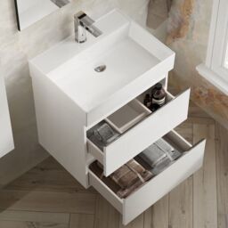 Banyetti Vatilla 600mm Wall Hung Vanity Unit with Veneto 1 Tap Hole Basin - Gloss White - thumbnail 4