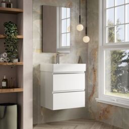 Banyetti Vatilla 600mm Wall Hung Vanity Unit with Veneto 1 Tap Hole Basin - Gloss White - thumbnail 2