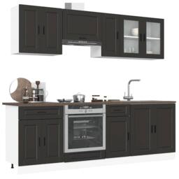 Berkfield Home 8 Piece Kitchen Cabinet Set Kalmar Black Engineered Wood - thumbnail 2