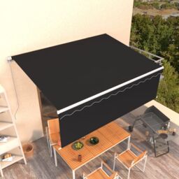Berkfield Home Manual Retractable Awning with Blind 4x3m Anthracite in Black - thumbnail 1