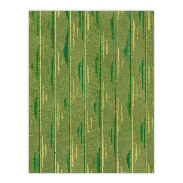 "Artery8 Green Lines Vintage Pattern Vintage Japan Wall Art Print Korin - Size: W12"" x H16""" - image 1