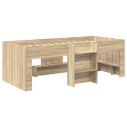 Berkfield Home Bed with Tunnel 3 pcs Sonoma Oak & Pink Engineered Wood in Brown - thumbnail 4