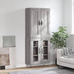 Berkfield Home Highboard Grey Sonoma 69.5x34x180 cm Engineered Wood - thumbnail 2