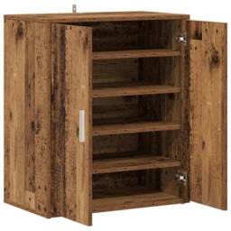 Berkfield Home Shoe Cabinet Old Wood 60x35x70 cm Engineered Wood in Brown - Size: 60 x 35 x 70 cm - thumbnail 9