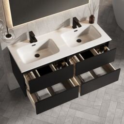 Banyetti Venti 1200mm Wall Hung Vanity Unit with Athena Basin - Matt Black