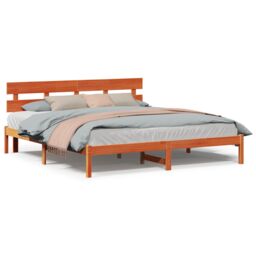 Berkfield Home Wax Brown Pine Bed Frame Wax Brown Solid Pine Wood 180 x 200 cm - thumbnail 4