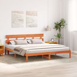 Berkfield Home Wax Brown Pine Bed Frame Wax Brown Solid Pine Wood 180 x 200 cm - thumbnail 5