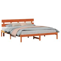 Berkfield Home Wax Brown Pine Bed Frame Wax Brown Solid Pine Wood 180 x 200 cm - thumbnail 3