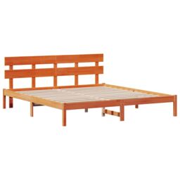 Berkfield Home Wax Brown Pine Bed Frame Wax Brown Solid Pine Wood 180 x 200 cm - thumbnail 2