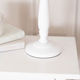 ValueLights Victoria White Wood Traditional Stem Table Lamp with Fabric Drum Shade in Navy - thumbnail 4