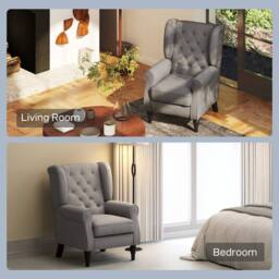 Wyld Haus Keri Molo Snow Flannel Dark Grey Wingback Accent Chair Button Tufting - thumbnail 8