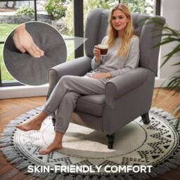 Wyld Haus Keri Molo Snow Flannel Dark Grey Wingback Accent Chair Button Tufting - thumbnail 6