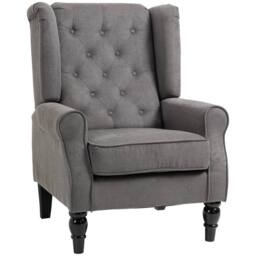 Wyld Haus Keri Molo Snow Flannel Dark Grey Wingback Accent Chair Button Tufting - thumbnail 2