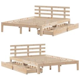 Berkfield Home Bed Frame with Drawers without Mattress 120x190 cm Small Double in Brown - thumbnail 9