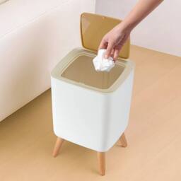 Kelvenix Square Bathroom Trash Can Garbage Can in White - Size: 0.6m2 - thumbnail 3