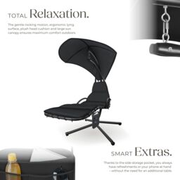 tectake Hanging Chair Elaria - large sun canopy with UV-protection, sturdy in Black - Size: 1 Seater - thumbnail 3