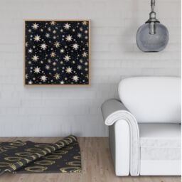 "Warren Reed - Designer Silver Gold Snowflake Pattern Framed Canvas in Light Brown - Size: W16"" x H16""" - thumbnail 2