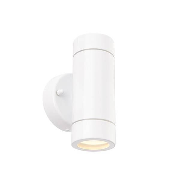 Netlighting Palin 2 Light Outdoor Up Down Wall Light Gloss White Glass IP44 GU10 - image 1