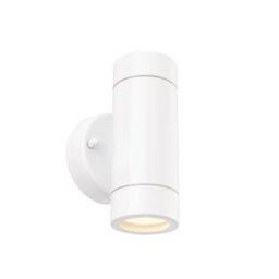 Netlighting Palin 2 Light Outdoor Up Down Wall Light Gloss White Glass IP44 GU10 - thumbnail 1