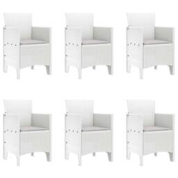 Berkfield Home Stylish 7 Piece Garden Dining Set with Cushions White Poly Rattan - thumbnail 5