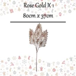 VFM e-Store Christmas Stem Leaves Berries Decoration 80cm x 37cm Rose Gold X 1 - Size: 80 cm x 37 cm - thumbnail 2
