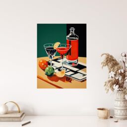 "Wee Blue Coo Wall Art Print That Friday Feeling Negroni Aperitif Drinks Red Orange Green Graphic Design Painting Poster - Size: W18"" x H24""" - thumbnail 4