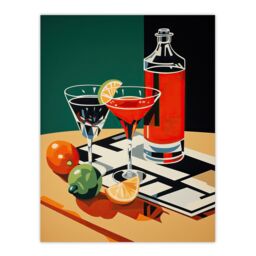 "Wee Blue Coo Wall Art Print That Friday Feeling Negroni Aperitif Drinks Red Orange Green Graphic Design Painting Poster - Size: W18"" x H24""" - thumbnail 1