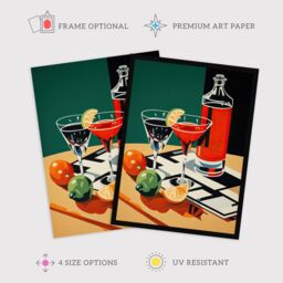 "Wee Blue Coo Wall Art Print That Friday Feeling Negroni Aperitif Drinks Red Orange Green Graphic Design Painting Poster - Size: W18"" x H24""" - thumbnail 2