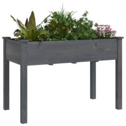 Berkfield Home Planter with Liner Grey 118x59x76 cm Solid Wood Fir - Size: 118 x 59 x 76 cm - thumbnail 3