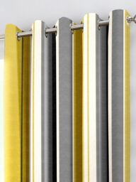 Fusion 'Whitworth Stripe' Fully Lined 100% Cotton Eyelet Curtains in Mustard - Size: 117 cm width x 183 cm drop - thumbnail 2