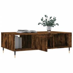 Berkfield Home Coffee Table Smoked Oak 104x60x35 cm Engineered Wood in Brown - Size: 104 x 60 x 35 cm - thumbnail 4