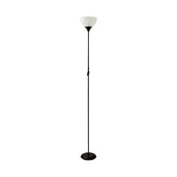 ValueLights Dalby Stem Uplighter Floor Lamp with Frosted Glass Shade with LED Bulb in Black - thumbnail 7