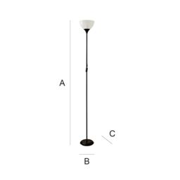 ValueLights Dalby Stem Uplighter Floor Lamp with Frosted Glass Shade with LED Bulb in Black - thumbnail 9