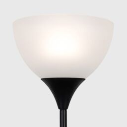 ValueLights Dalby Stem Uplighter Floor Lamp with Frosted Glass Shade with LED Bulb in Black - thumbnail 4