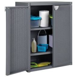 Berkfield Home Garden Storage Cabinet Grey 65x45x88 cm PP Rattan - Size: 65 x 45 x 88 cm - thumbnail 8