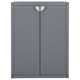 Berkfield Home Garden Storage Cabinet Grey 65x45x88 cm PP Rattan - Size: 65 x 45 x 88 cm - thumbnail 3
