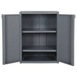 Berkfield Home Garden Storage Cabinet Grey 65x45x88 cm PP Rattan - Size: 65 x 45 x 88 cm - thumbnail 5