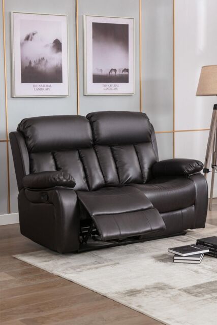 More4Homes Chester 2 Seater Manual High Back Bonded Leather Recliner Sofa in Brown - image 1