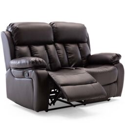 More4Homes Chester 2 Seater Manual High Back Bonded Leather Recliner Sofa in Brown - thumbnail 3