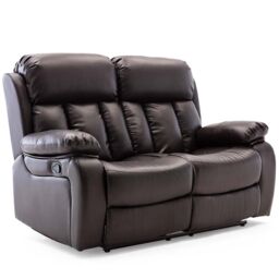 More4Homes Chester 2 Seater Manual High Back Bonded Leather Recliner Sofa in Brown - thumbnail 2