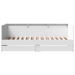 Berkfield Home Daybed with Drawers without Mattress White 75x190 cm Small Single - thumbnail 4