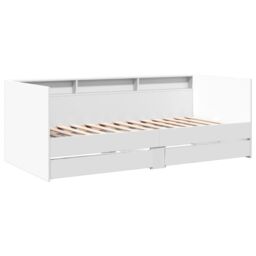 Berkfield Home Daybed with Drawers without Mattress White 75x190 cm Small Single - thumbnail 3