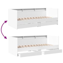 Berkfield Home Daybed with Drawers without Mattress White 75x190 cm Small Single - thumbnail 8