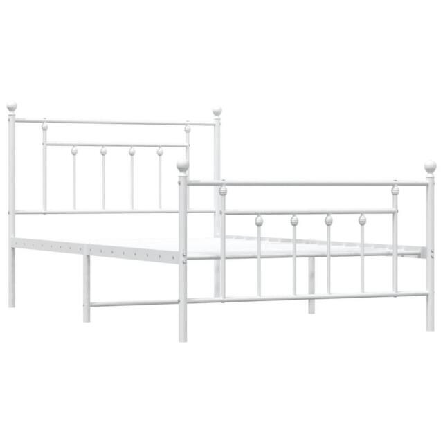 Berkfield Home Metal Bed Frame with Headboard & Footboard White 100x200 cm - image 1