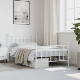 Berkfield Home Metal Bed Frame with Headboard & Footboard White 100x200 cm - thumbnail 4