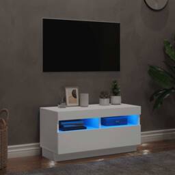 Berkfield Home TV Cabinet with LED Lights White 80x35x40 cm - Size: 80 x 35 x 40 cm - thumbnail 2
