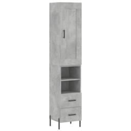 Berkfield Home Highboard Concrete Grey 34.5x34x180 cm Engineered Wood - thumbnail 3